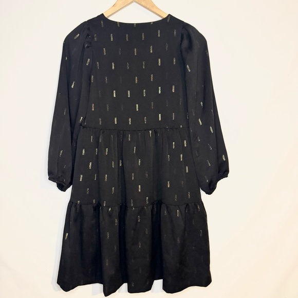 Madewell Metallic Jacquard Faux-Tiered Mini Party Dress Black and Gold Size XS - Picture 9 of 10